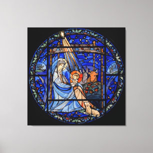 Glas in lood stijl Nativiteit Canvas Afdruk