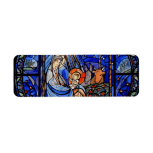 Glas in lood stijl Nativiteit Etiket