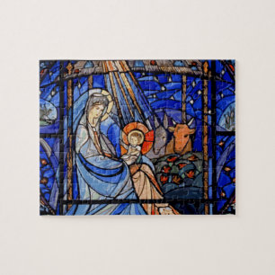 Glas in lood stijl Nativiteit Legpuzzel