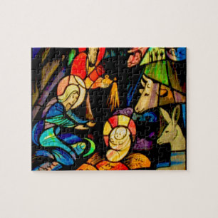 Glas in lood stijl Nativiteit Legpuzzel