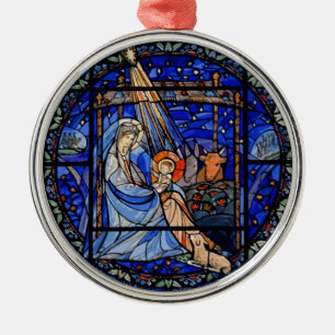 Glas in lood stijl Nativiteit Metalen Ornament