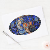 Glas in lood stijl Nativiteit Ovale Sticker (Envelop)