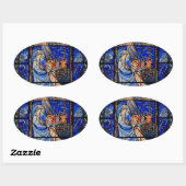 Glas in lood stijl Nativiteit Ovale Sticker (Vel)