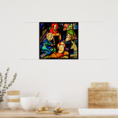 Glas in lood stijl Nativiteit Poster (Keuken)