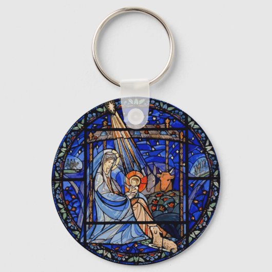Glas in lood stijl Nativiteit Sleutelhanger (Voorkant)