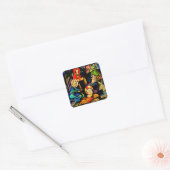 Glas in lood stijl Nativiteit Vierkante Sticker (Envelop)
