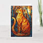Glas-in-lood stijl oranje kat kaart (Voorkant)