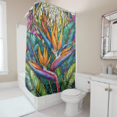 Glas in lood stijl paradijsvogel douchegordijn (In situ)