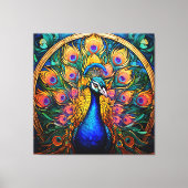 Glas in lood stijl Peacock Canvas Afdruk (Voorkant)