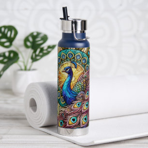 Glas in lood stijl Peacock Waterfles