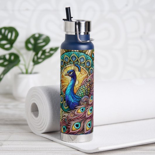 Glas in lood stijl Peacock Waterfles (Yoga)