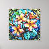Glas in lood stijl plumeria kunst canvas afdruk (Voorkant)