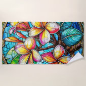 Glas in lood stijl plumeria kunst strandlaken (Voorkant)