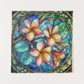 Glas in lood stijl plumeria kunst wandkleed (Voorkant (horizontaal))