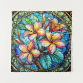 Glas in lood stijl plumeria kunst wandkleed (Voorkant)