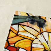 Glas in lood stijl plumeria op sinaasappel strandlaken (In situ)