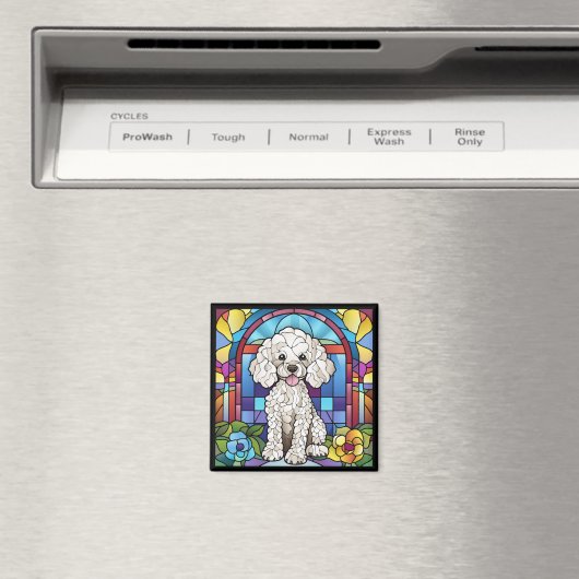 Glas in lood stijl poedel magneet (Insitu (Vaatwasser))