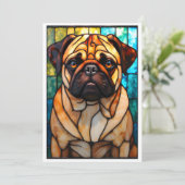 Glas-in-lood stijl Pug Hond Kaart (Staand voorkant)