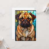 Glas-in-lood stijl Pug Hond Kaart (Voorkant / Achterkant in situ)