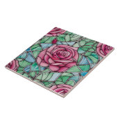 Glas in lood Stijl Roos Floral Tegeltje (Zijkant)