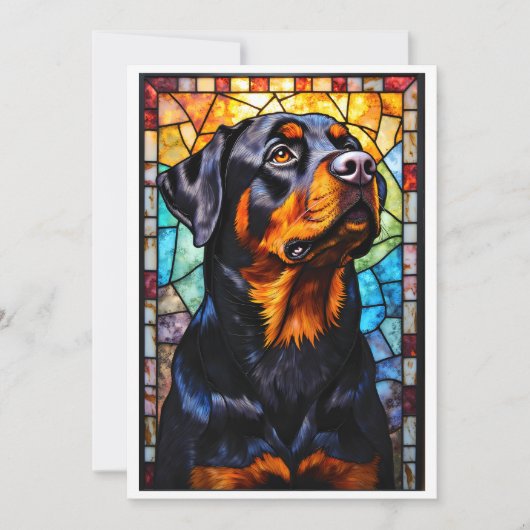 Glas-in-lood stijl Rottweiler hond Kaart (Voorkant)