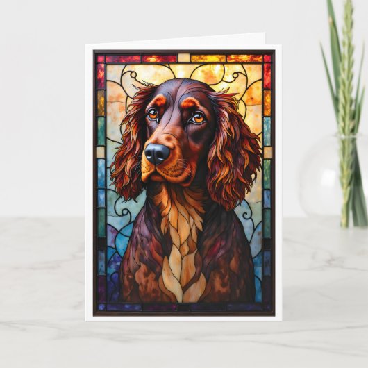 Glas-in-lood stijl Setter Spaniel Hond Kaart (Voorkant)