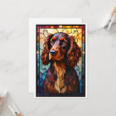 Glas-in-lood-stijl Setter Spaniel Hond Kaart (Voorkant / Achterkant in situ)