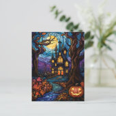 Glas in lood stijl spookhuis briefkaart (Staand voorkant)