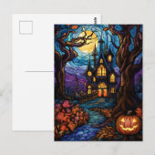 Glas in lood stijl spookhuis briefkaart (Voorkant / Achterkant)