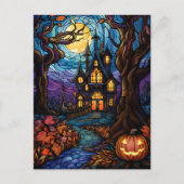 Glas in lood stijl spookhuis briefkaart (Voorkant)