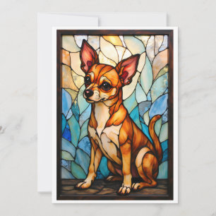 Glas-in-lood stijl Tan Chihuahua Hond Kaart