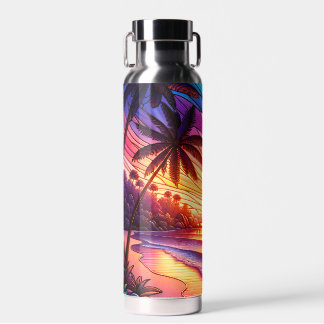 Glas in lood stijl tropisch strand waterfles