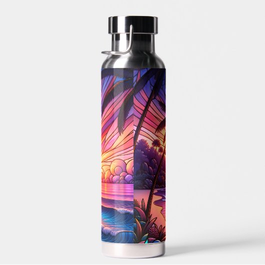 Glas in lood stijl tropisch strand waterfles (Rechts)