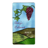 Glas in lood stijl wijnlabel etiket (Voorkant)