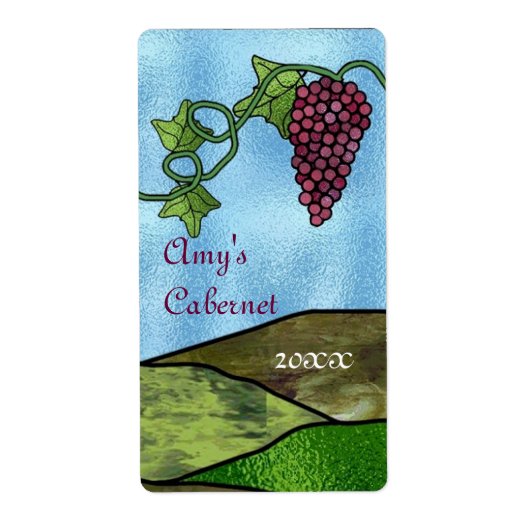 Glas in lood stijl wijnlabel etiket (Voorkant)