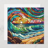 Glas in lood strand en zonsondergang (Voorkant / Achterkant)