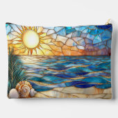 Glas-in-lood strand zonsondergang Accessoiretas Etui (Achterkant)