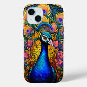 Glas in lood Style Peacock Stoere iPhone Case (Achterkant)