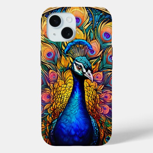 Glas in lood Style Peacock Stoere iPhone Case (Achterkant)