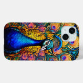 Glas in lood Style Peacock Stoere iPhone Case (Achterkant (horizontaal))