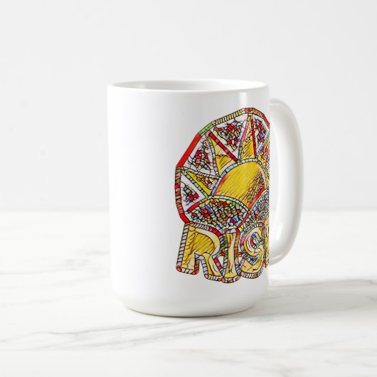 Glas in lood Sun Rise ~ Uplifting Message Koffiemok (Voorkant rechts)