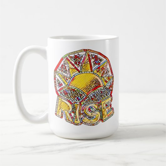 Glas in lood Sun Rise ~ Uplifting Message Koffiemok (Links)