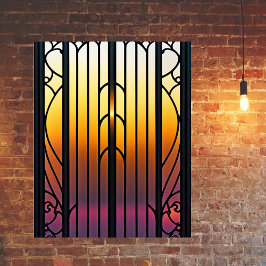 Glas in lood Sunset Illustratie Poster
