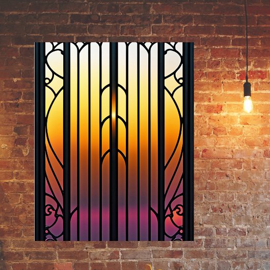 Glas in lood Sunset Illustratie Poster