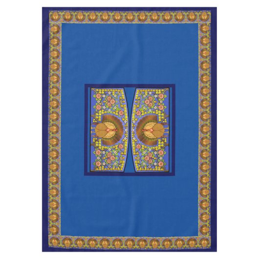 Glas in lood Thanksgiving Turkije 60" x 84" Tafelkleed (Voorkant)