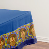 Glas in lood Thanksgiving Turkije 60" x 84" Tafelkleed (Voorbeeld)