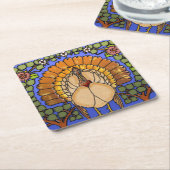 Glas in lood Thanksgiving Turkije Kartonnen Onderzetters (Schuin)