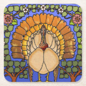 Glas in lood Thanksgiving Turkije Kartonnen Onderzetters (Voorkant)