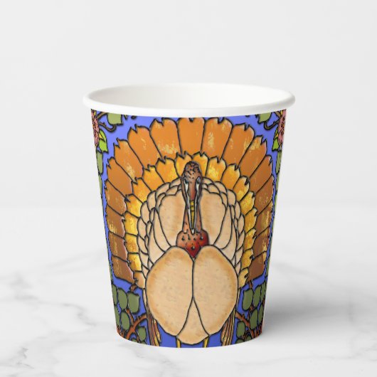 Glas in lood Thanksgiving Turkije Papieren Bekers (Achterkant)