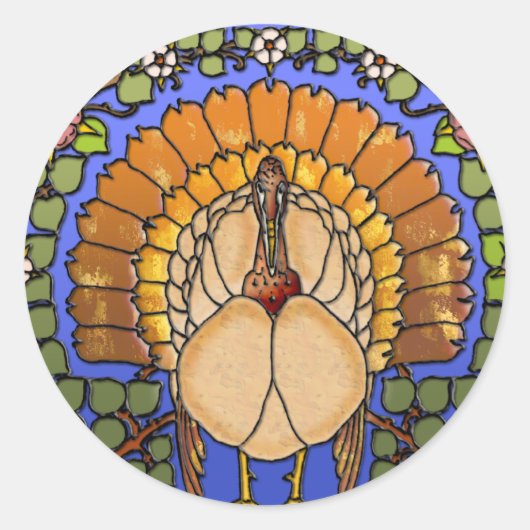 Glas in lood Thanksgiving Turkije Ronde Sticker (Voorkant)